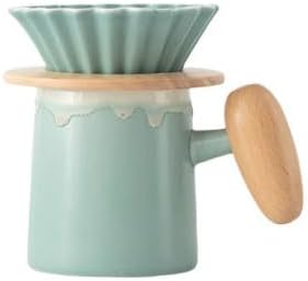 Handmade Green Pour Over Coffee Maker Set, Ceramic Coffee Dripper Brewer Heat Resistant Coffee Pot Decanter ACM04G