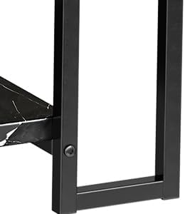 Lamerge Coffee Table, Modern Faux Marble Top Coffee Table with Metal Frame and Storage Shelf, 2-Tier Rectangle Accent Cocktail Table for Living Room, Office (Black)