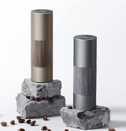 Electric Coffee Grinder, Premium Stainless Steel Burr Coffee Grinder, Espresso Grinder Electric, Portable Coffee Grinder, Perfect Coffee Brew for Home, Travel, Camping and Office (Gray)