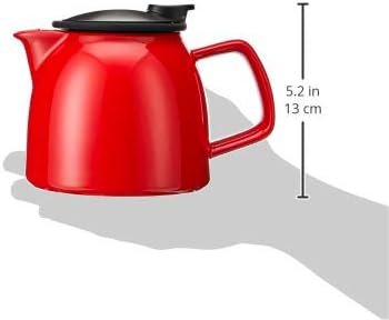 FORLIFE Bell Ceramic Teapot with Basket Infuser, 26-Ounce/770ml, Red