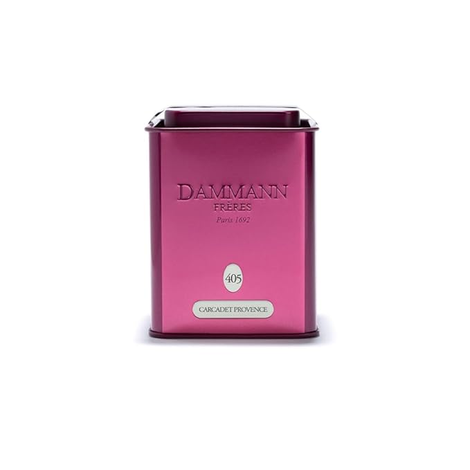 Dammann Freres Loose Leaf, Carcadet Provence, Premium Gourmet French Herbal Tea, Blend Hibiscus, Apricot, Peach Flavors, 3.52 Ounce Tin