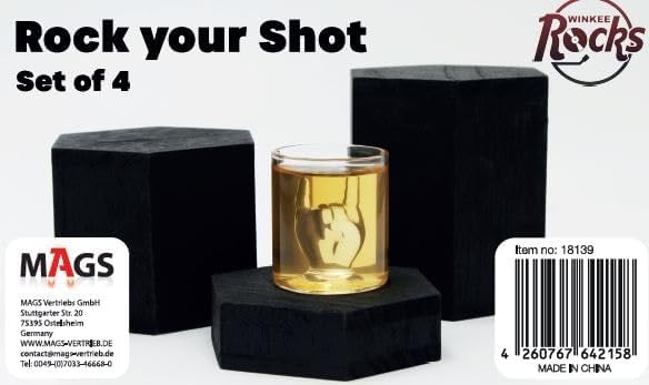 4 Rock Hand Shot Glasses, Awaken the Rock Star in You, Cool Glasses for Shots at Parties and Festivals