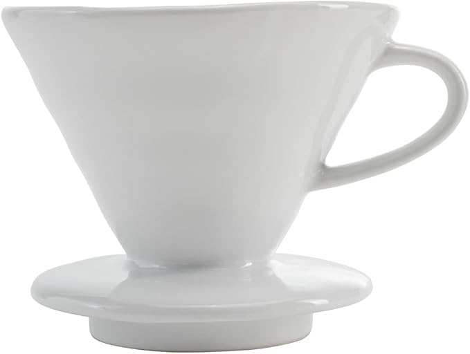 Restaurantware Restpresso 17 Ounce Coffee Dripper 1 Reusable Coffee Cone - With Drip Hole Retains Heat White Ceramic Pour Over Coffee Dripper For Home Cafe Or Restaurants