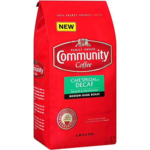 Community Coffee Café Special Decaf Ground Coffee, Medium Dark Roast, 32 Ounce Bag (Pack of 4)