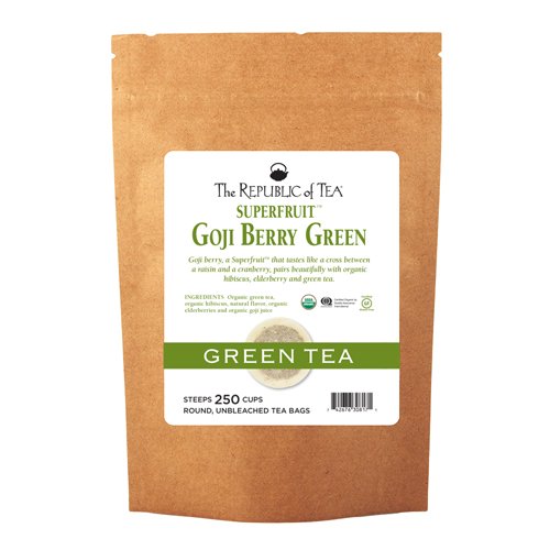The Republic of Tea Organic Goji Berry Green Superfruit Tea, 250 Tea Bag Bulk, Antioxidant Goji Berry Tea
