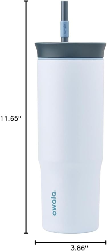 Owala Stainless Steel Triple Layer Insulated Travel Tumbler with Spill Resistant Lid and Straw, BPA Free, 24 oz, Grey/Blue (The Great Blue)