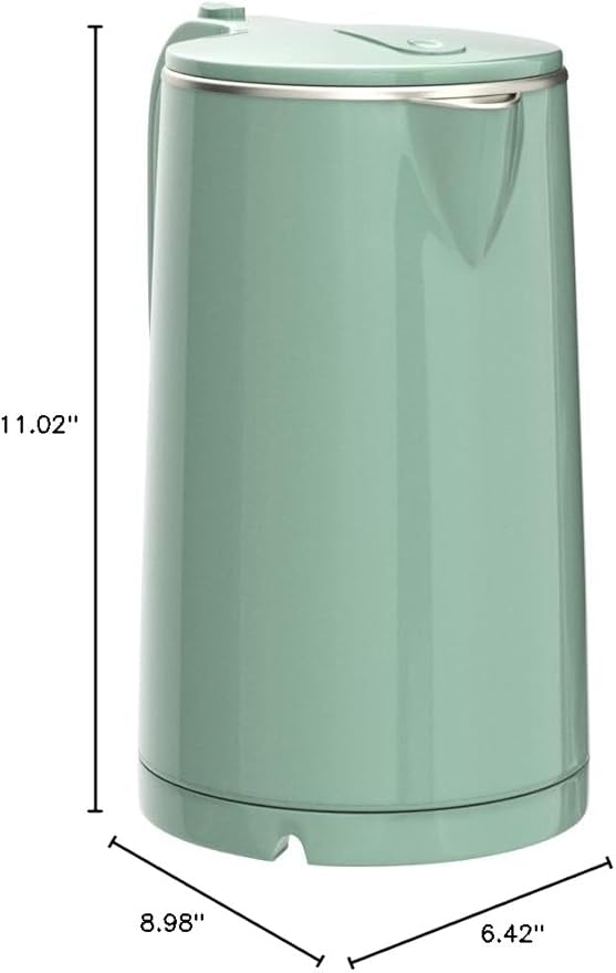 1.7L Electric Kettle Quiet, Double Wall Hot Water Boiler BPA-Free, Quiet Boil and Cool Touch Tea Kettle, Cordless with Auto Shut-Off & Boil Dry Protection, 1500W Fast Boiling, Green
