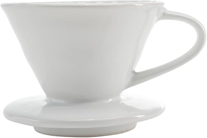 Restaurantware Restpresso 10 Ounce Coffee Dripper 1 Reusable Coffee Cone - With Drip Hole Retains Heat White Ceramic Pour Over Coffee Dripper For Home Cafe Or Restaurants