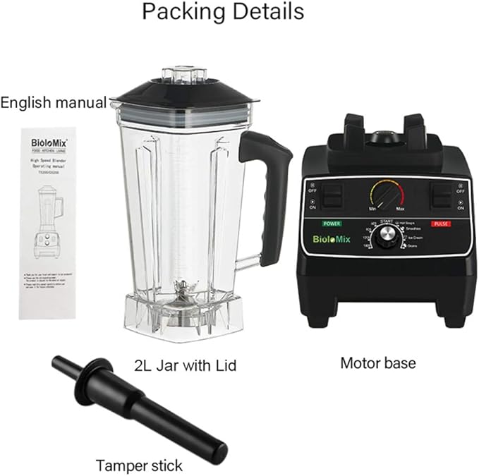 BioloMix Professional Countertop Blender Smoothie Mixer with 68Oz BPA Free Pitcher, Smart Timer And Pre Programed Peak 2200W Power Mixer With 8 Blades for Crushing Ice, Frozen Dessert