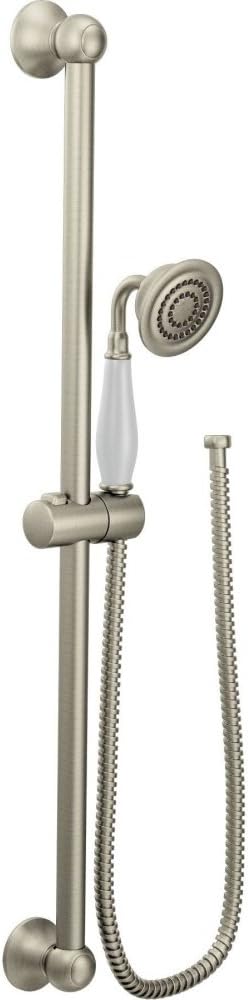 Moen S12107EPBN Weymouth Traditional Eco-Performance Handshower Handheld Shower with 30-Inch Slide Bar and 69-Inch Metal Hose, Brushed Nickel