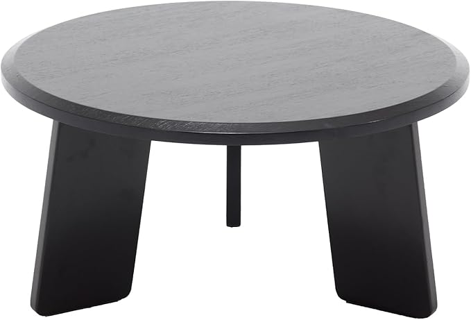 chairus 32 Inches Round Coffee Table Wooden Side Table Cute Circle End Table for Living Room, Home Decor, Balcony, Black