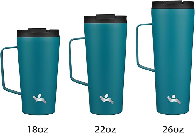 Insulated Tumbler with Handle and Straw, 26 OZ Travel Coffee Mug Stainless Steel Cup Metal Water Bottle,Blue