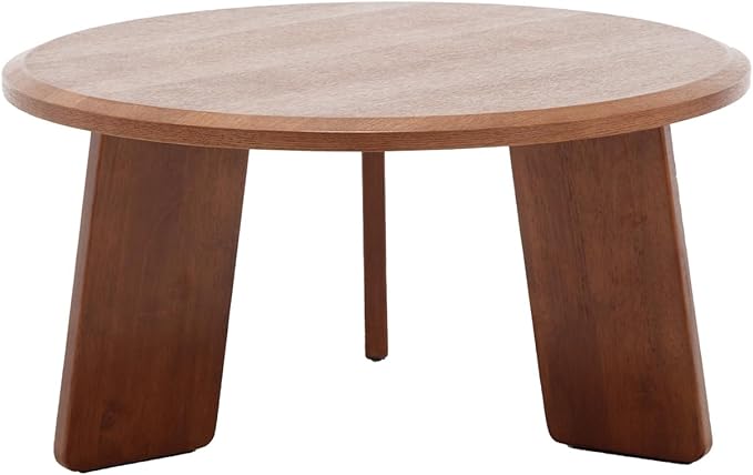 chairus 32 Inches Round Coffee Table Solid Wood Side Table Cute Circle End Table for Living Room, Home Decor, Balcony, Walnut