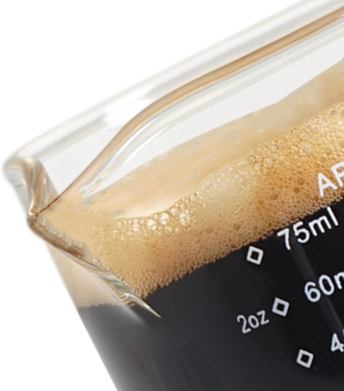 BCnmviku 2 PACK Espresso Glass Measuring Cup Triple Pitcher Milk Cup 75ML Espresso Cups with Handle Shot Glass with V-Shaped Mouth Clear Accessories Milk Frothing Pitcher (2)
