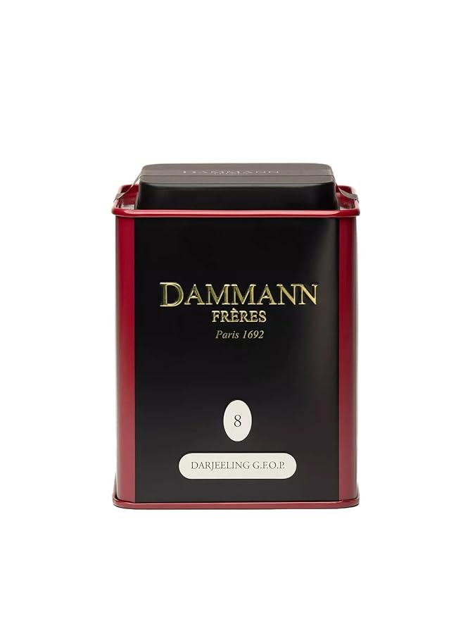 Dammann Freres Loose Leaf, India Darjeeling Premium Gourmet Black French Tea, Peach, Almond Flavors, 3.52 Ounce Tin