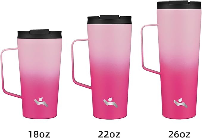 Insulated Tumbler with Handle and Straw, 22 OZ Travel Coffee Mug Stainless Steel Cup Metal Water Bottle,Cherry