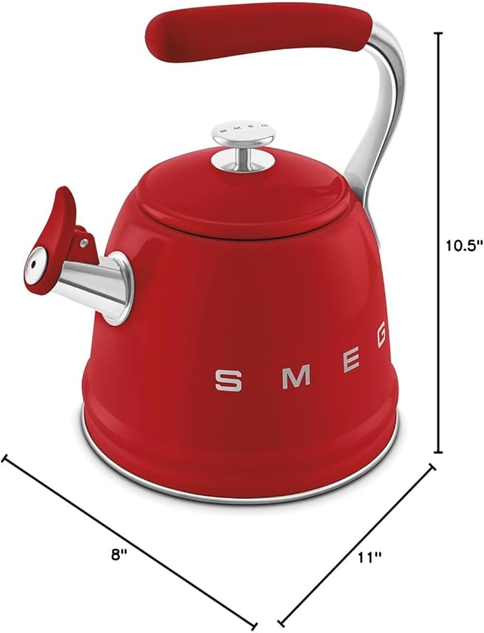 SMEG Retro Stovetop Whistling Kettle – 2.4Q (Red)