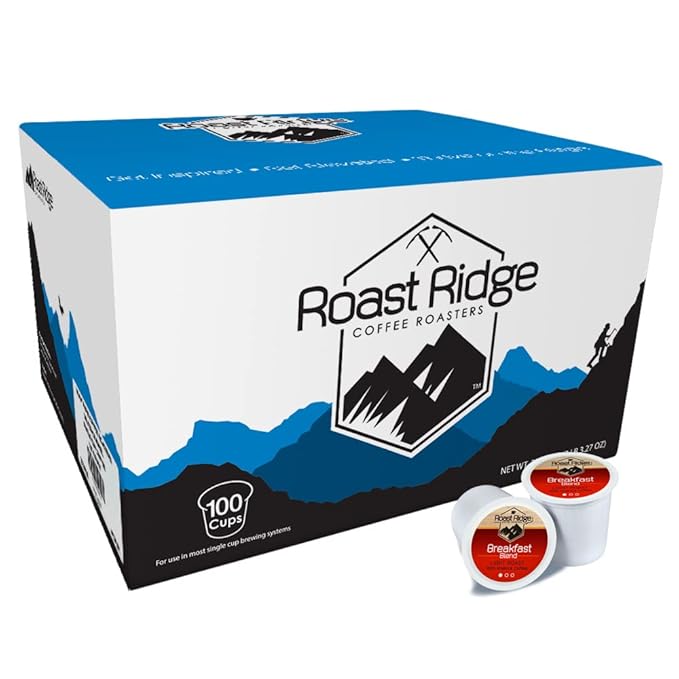 Roast Ridge Single Serve Coffee Pods for Keurig K-cup Brewers, Breakfast Blend, Light Roast, 100 Count