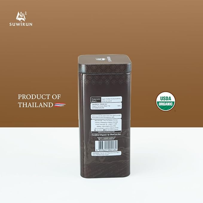 Suwirun Organic Assam Thai Black Tea 25 Bags โ Bold, Smooth & Aromatic โ Premium Quality, No Additives โ Perfect for Hot, Iced & Thai Milk Tea