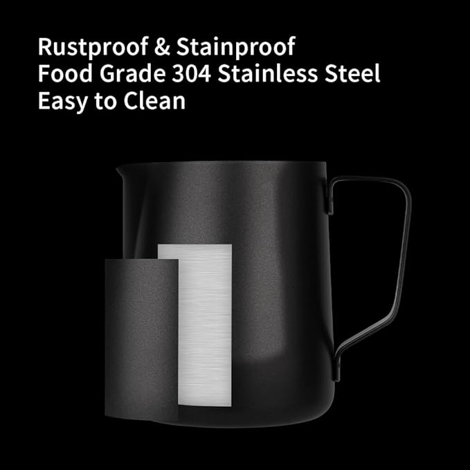 watchget Stainless Steel Milk Frothing Pitcher 20oz/600ml - Espresso Steaming Pitcher for Cappuccino, Latte Art, Coffee Machine Accessories Milk Jug Coffee Frother Cup, Black