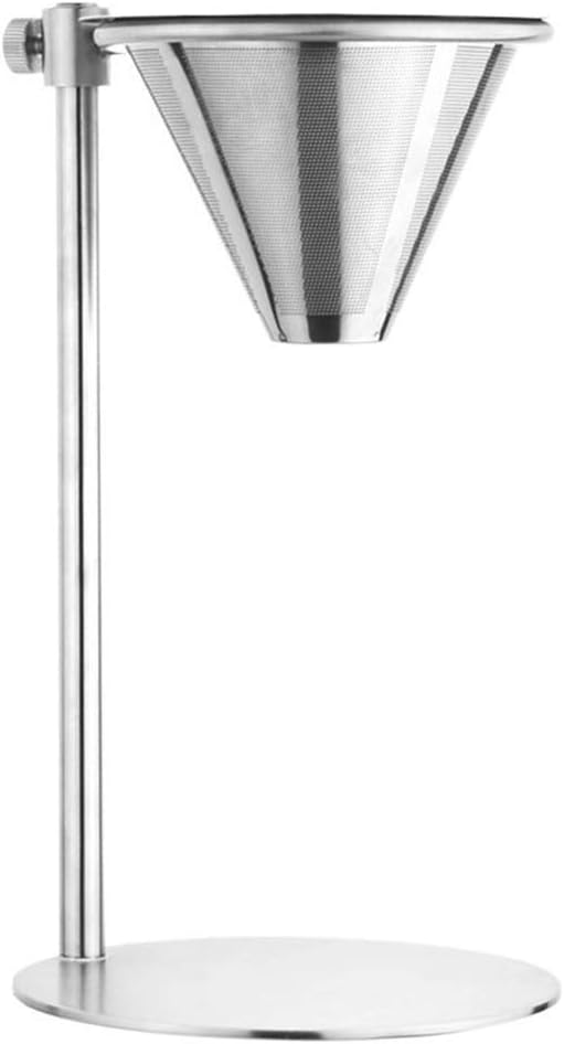 Pour Over Coffee Maker, Adjustable Pour Over Coffee Stand with Double Filter, Freestanding Drip Cone Brewer and Stand, Make Coffee Directly into Mug, Cup or Thermos, 1pcs, Stainless Steel