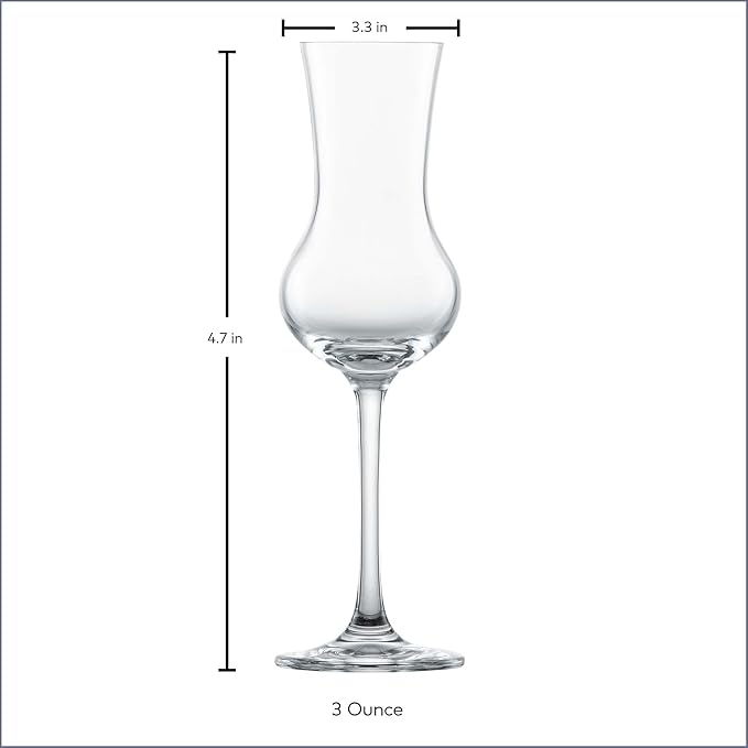 SCHOTT ZWIESEL Bar Special Grappa Glass (Set of 6), Shot Glasses with Stem, Dishwasher-Safe Tritan Crystal Glasses, Made in Germany (4 Ounce)