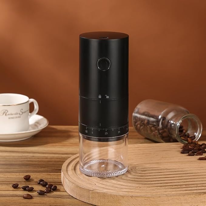 Portable Electric Burr Coffee Grinder with 38 Adjustable Grind Settings - USB Rechargeable Ceramic Core Conical Burr, Coffee Bean Grinder for Espresso, French Press, Travel, Camping, Home & Office Use