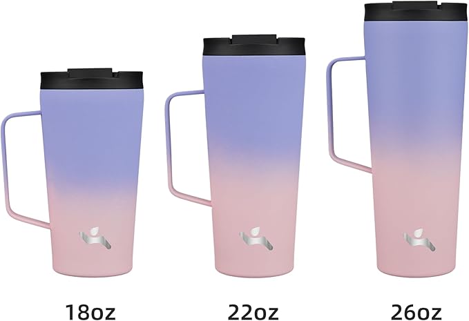 Insulated Tumbler with Handle and Straw, 18 OZ Travel Coffee Mug Stainless Steel Cup Metal Water Bottle,Pastel Sunset