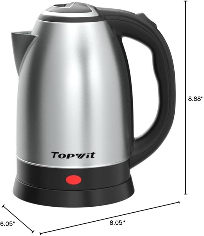 TOPWIT Electric Kettle, 2.0L Hot Water Kettle Electric, BPA-Free Stainless Steel Tea Kettle, Electric Kettles for Boiling Water with Fast Boil, Auto Shut-Off & Boil Dry Protection, Silver