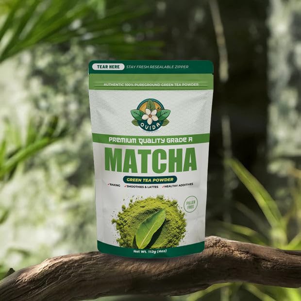 Ovida Premium Organic Matcha Green Tea Powder – Antioxidant Superfood, Authentic Matcha Powder for Lattes, Smoothie & Shakes, Energy & Focus, 100% Pure, Unsweetened, Vegan, Gluten-Free, 4oz (113g)