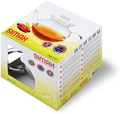 Simax Glassware 33 Ounce Glass Teapot | With Spout, Microwave and Stovetop Safe, Heat, Cold, and Thermal Shock Resistant Borosilicate Glass, Makes a Stunning Presentation…