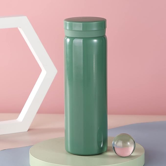 10oz Mini Water Bottle Stainless Steel Thermos Small Flask - Insulated Vacuum, Leak Proof, Keeps Drinks Hot/Cold - Ideal for Coffee, Tea, Water - Green