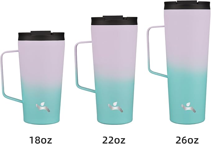 Insulated Tumbler with Handle and Straw, 18 OZ Travel Coffee Mug Stainless Steel Cup Metal Water Bottle,Lavender Green