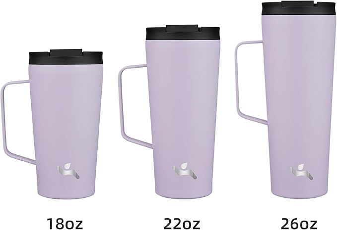 Insulated Tumbler with Handle and Straw, 22 OZ Travel Coffee Mug Stainless Steel Cup Metal Water Bottle,Taro