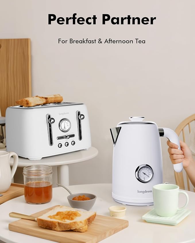 1L Small Electric Kettles Stainless Steel, Portable Travel Mini Hot Water Boiler Heater, Cool Touch Teapot, Auto Shut-Off & Boil-Dry Protection for Cooking, Business Trip and More, White