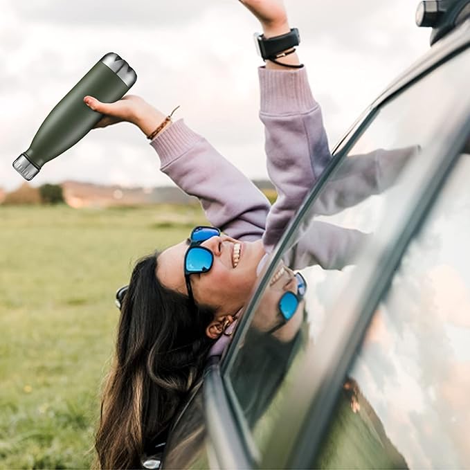 HASLE OUTFITTERS 17oz Stainless Steel Water Bottles Bulk, Vacuum Insulated Double Walled Powder Coated Reusable Metal Sports Water Bottles Keep Drinks Hot and Cold, ArmyGreen, 8Packs