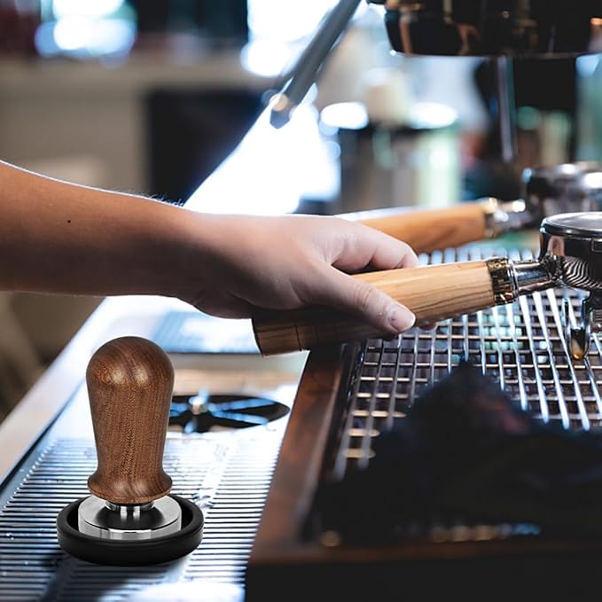 Y-Step 51mm Espresso Tamper Set, 30 lb Consistent Pressure Calibrated Coffee Tamper with Spring Loaded, Silicone Mat, Coffee Stirrer Espresso Distribution Tool, Wooden Barista Kit for Espresso Machine