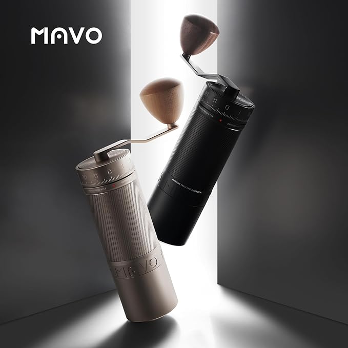 MAVO Manual Coffee Grinder, Phantox Pro Burr Coffee Grinder, Professional 45mm Stainless Steel Grinding Core, Capacity 30g, 120 Clicks Adjustment, Hand Coffee Grinder for Espresso, Pour Over, Silver