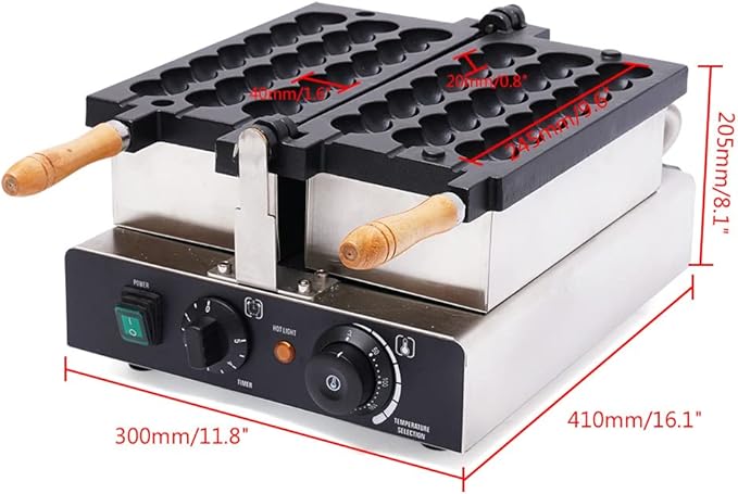 Mini Dutch Cone Pancake Ball Waffle Pancake Maker, Non-stick Stainless Steel Waffle Pancake Maker for Home Kitchen,Pancake Maker with Adjustable Thermostats Timers 110v 50-300℃