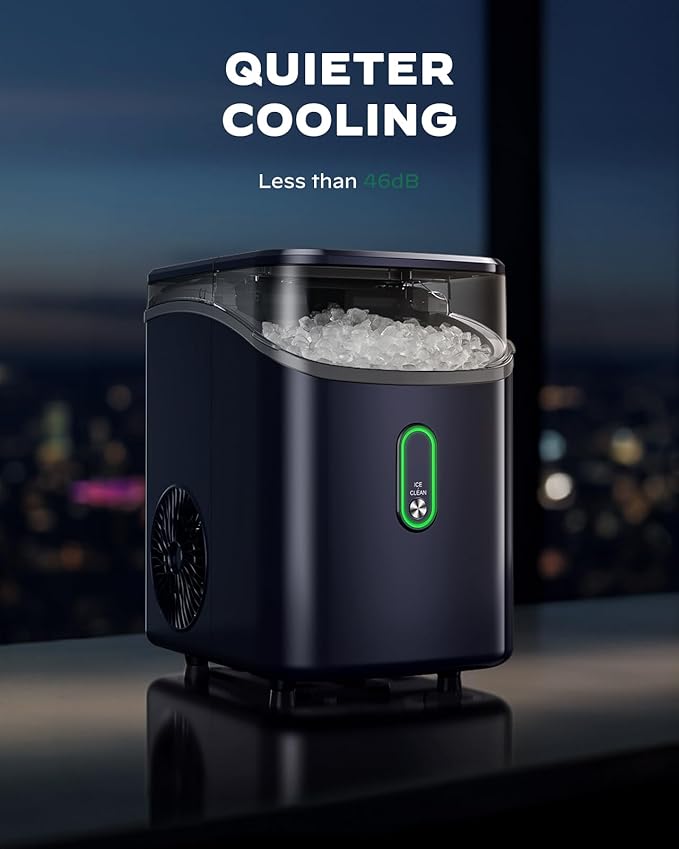 Silonn Nugget Ice Maker Countertop, Pebble Ice Maker with Crushed Ice, One-Click Operation Ice Machine with Self-Cleaning, 33lbs/24H for Home, Kitchen, Office, Blue