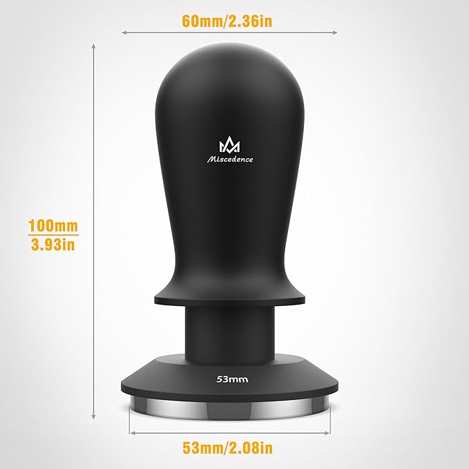 Espresso Tamper 53mm Calibrated Spring Loaded Coffee Tamper with Constant Pressure, Triple Spring Impact Sound Feedback for Barista Home Use (Black, 53mm)