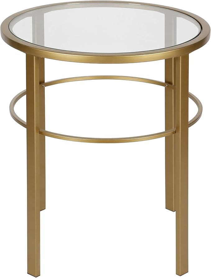 Henn&Hart 20" Wide Round Side Table in Brass, Table for Living Room, Bedroom