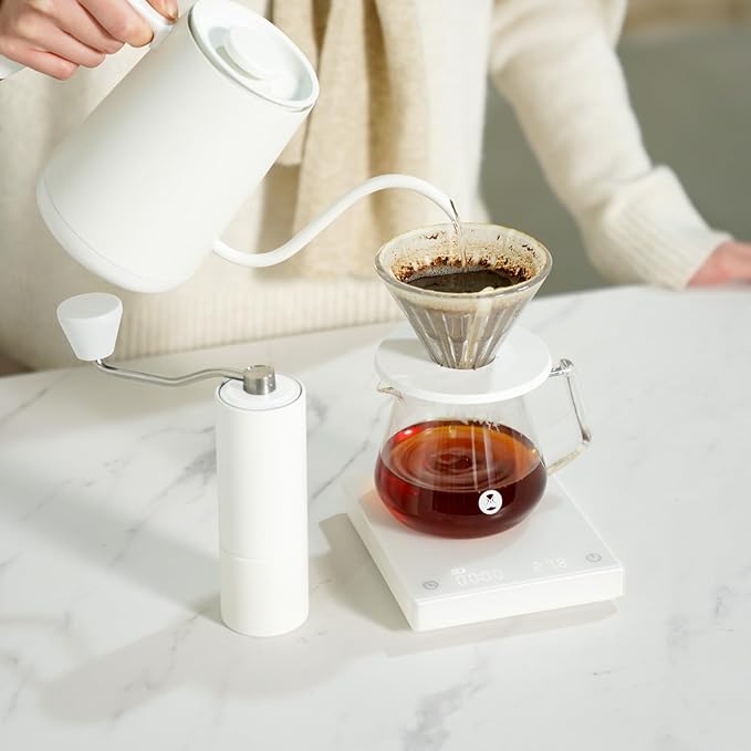 TIMEMORE Chestnut C2S Manual Coffee Grinder Capacity 25g with CNC Stainless Steel Conical Burr, Internal Adjustable Setting, Double Bearing Positioning, Hand Grinder (White)