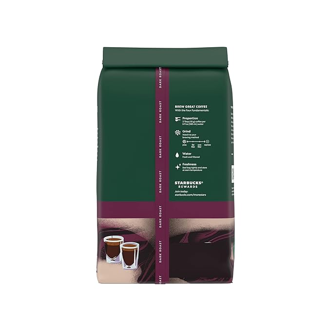 Starbucks Whole Bean Coffee, Dark Roast Coffee, Espresso Roast, 100% Arabica, 1 bag (18 oz)
