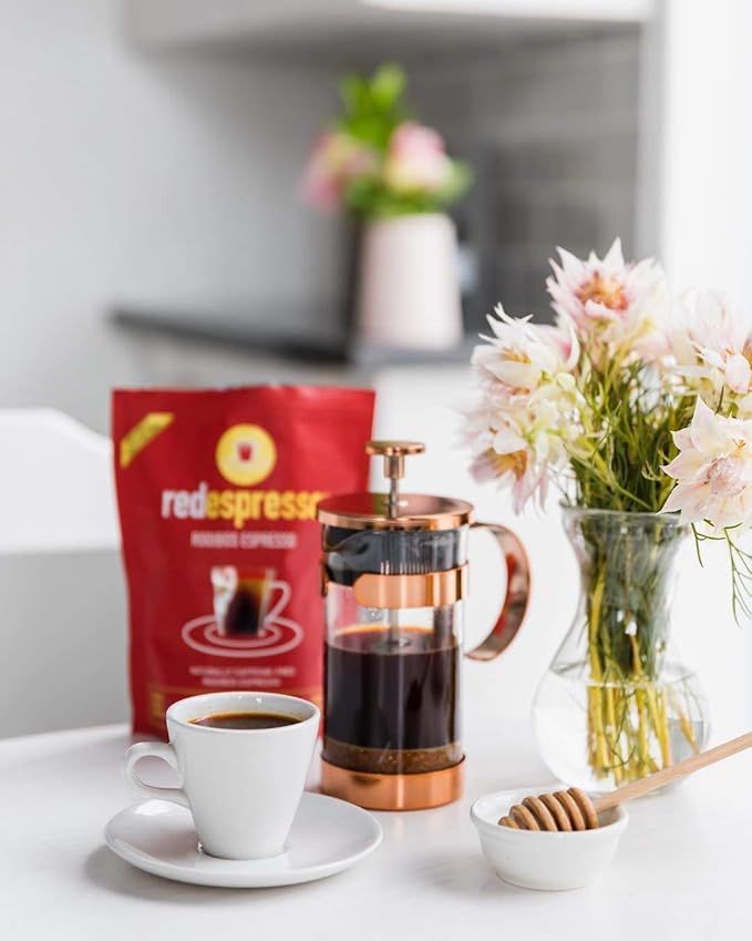 Red Espresso Rooibos Tea – Ground South African Red Tea for Espresso Machines – Caffeine-Free Herbal Brew, Coffee Alternative, Brews Like Coffee – 8.8 oz (250 g)