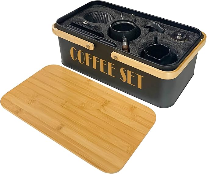 SOTECH Pour Over Coffee Maker Set Coffee Kettle Scale Ceramic Server Ceramic Dripping Cup Bean Grinder Filter Paper Ceramic Cup ALL in 1 Portable Metal Box for Traveling