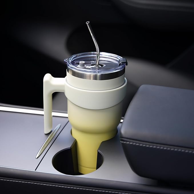 BJPKPK 20 oz Tumbler With Handle And Straw Stainless Steel Insulated Tumbler Cups For Water Or Ice Coffee,Lavender Green