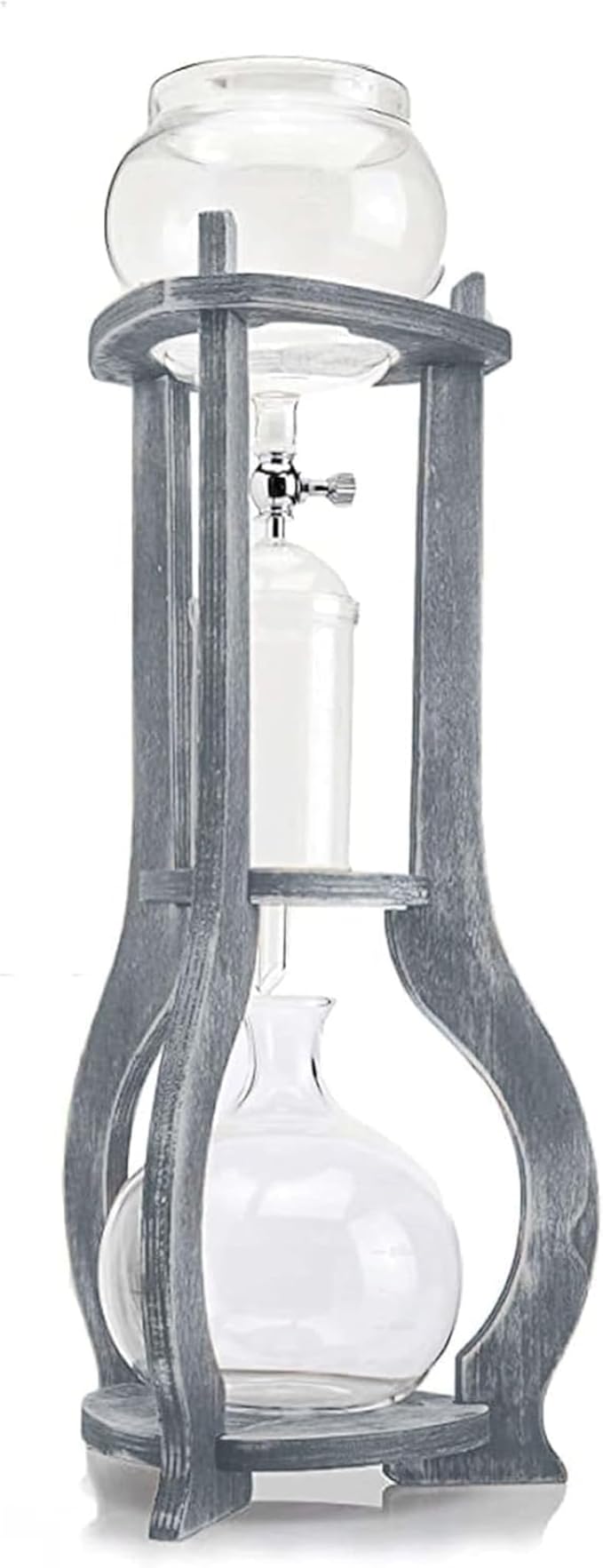 Nispira Iced Coffee Cold Brew Drip Tower Coffee Maker Wooden, 6-8 cup, Grey