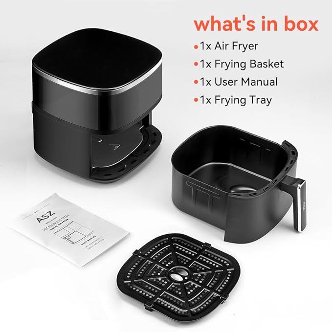 ASZ Digital Air Fryer 6 qt with Window Up - Big Airfryer 6 Presets Preheat Airfry Reheat Bake Roist Broil 400°F Airfrier 85% Oil Less,Nonstick Dishwasher-Safe Parts, Automatic Shutoff
