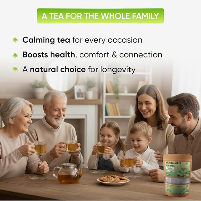 Yerba Mate Tea - Green Cut & Sifted - Unsmoked Energy Boost - 50 Tea Bags - Packed with Nutrients - Your Perfect Coffee Replacement